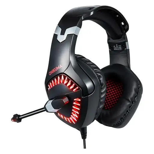 Дротова гарнітура Onikuma Gaming with LED K1 Pro, USB, 3.5mm, 2.2m, black-red - фото 3