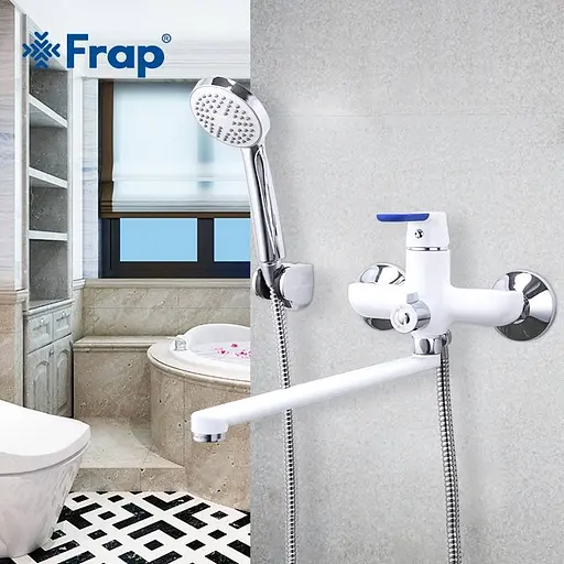 F2234 Змішувач для ванни довгий гусак білий Ø35 Frap 1/10 Білий - фото 2
