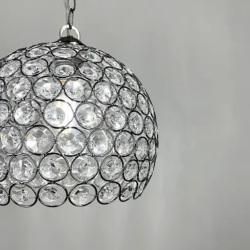 Хромований підвісний світильник із декоративним кришталем Ø 25 см | Line F | Арт. 402/1L CH - фото 4