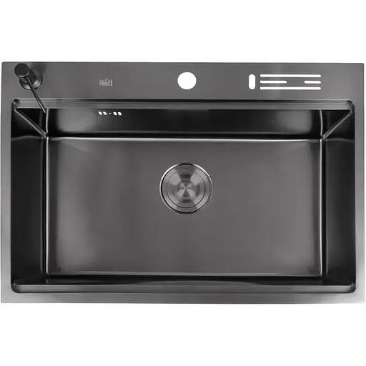 Черная мойка для кухни Nett NB-7048 из нержавейки с PVD покрытием многофункциональная