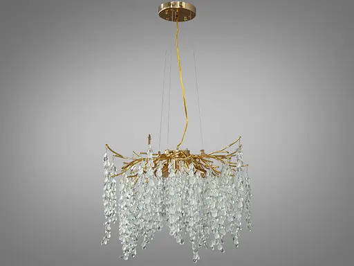 Дизайнерська підвісна кришталева люстра Гліцинія, 8 ламп, золото - фото 1