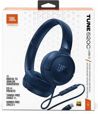 Навушники із мікрофоном JBL Tune 520C USB-C Blue (JBLT520CBLU) - фото 8