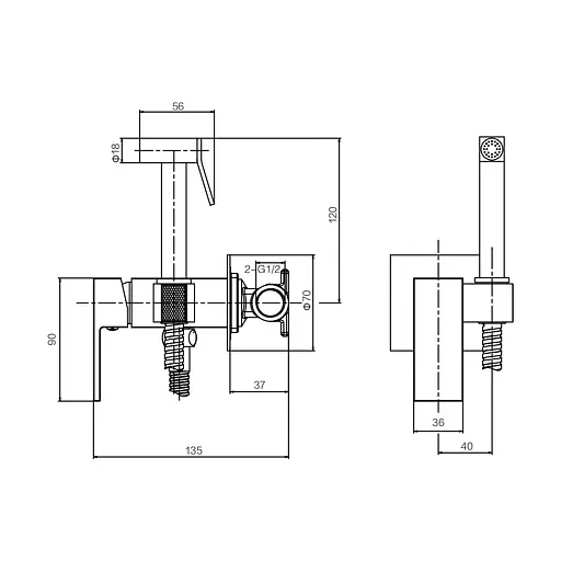 Набір гігієнічного душу прихованого монтажу VBI Loreno chrome VBI-050205CH, Хром - фото 2