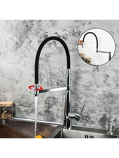 G4398-15 Змішувач для кухні однорич. силикон. гусак лат.корп. шпилька Ø35 чорний/хром Gappo 1/8 Чорний матовий - фото 4