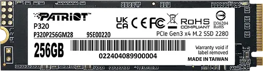 SSD M.2 накопичувач Patriot P320 256GB (P320P256GM28)