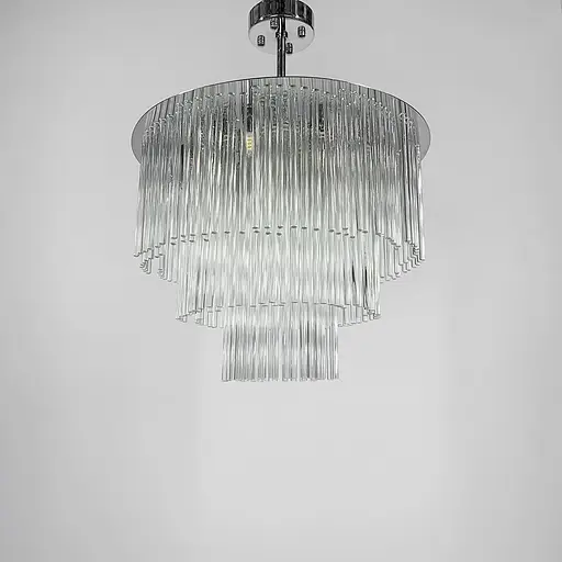 Кришталева потрійна люстра із сріблом у двох розмірах Line.F Діаметр 50см - фото 6