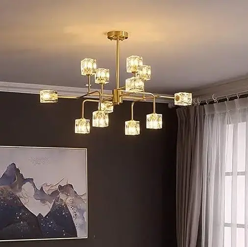 Светодиодная люстра Рубик 8913 (Золотистая) на 12 плафонов