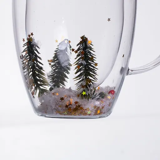 Чашка скляна з подвійними стінками з новорічним декором 350 мл Yiwu 64486-40 - фото 3