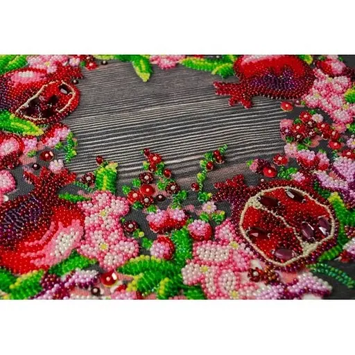 Набор для вышивки бисером "Красные гранаты" AB-890 на натуральном холсте. - фото 3