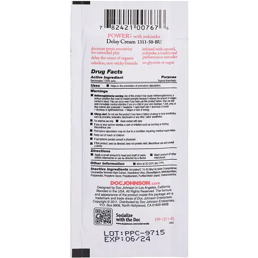Потужний пролонгатор Doc Johnson Power+Delay Cream For Men (7 мл) - фото 2