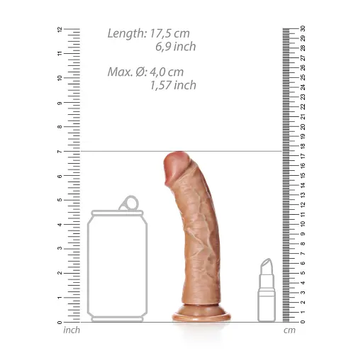 Фалоімітатор RealRock Curved Realistic Dildo 6" 17.5 см (коричневий) - фото 11