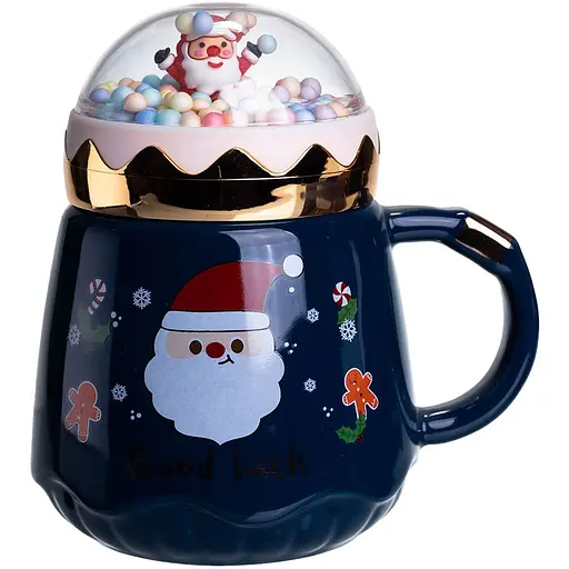 Чашка порцелянова Good luck 400 мл синій Yiwu FM-CS-41B