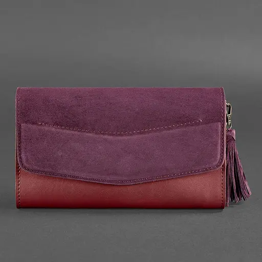 Жіноча шкіряна сумка Еліс бордова Велюр Krast - фото 10