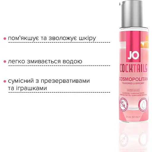 Лубрикант на водній основі System JO Cocktails - Cosmopolitan без цукру, рослинний гліцерин (60 мл) - фото 3
