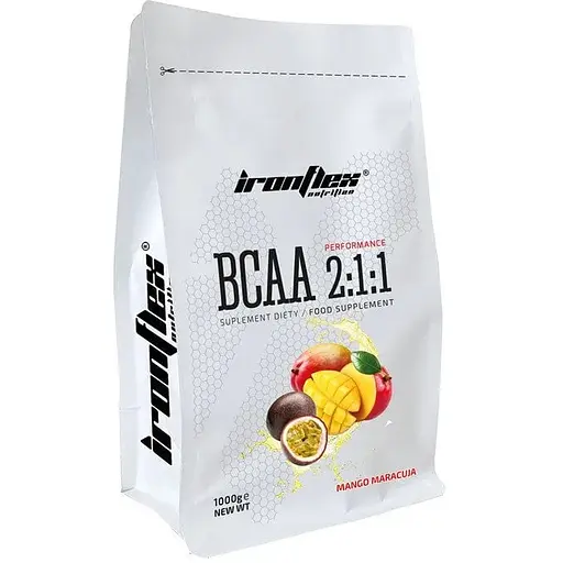Аминокислота BCAA IronFlex BCAA 2-1-1 Performance 1000 г Манго-маракуйя - фото 1