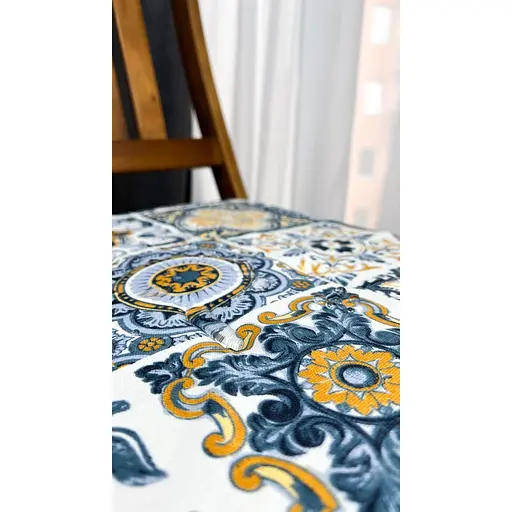 Водоотталкивающая подушка на стул Витраж плитка синяя (2 шт.) - фото 8