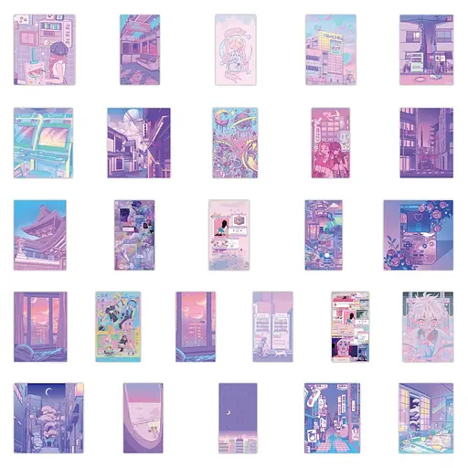 Стікерпак Світ неону та мрій Набір наліпок GeekLand The world of neon and dreams 50 штук - фото 5