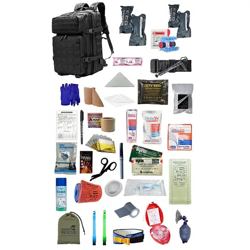 Укомплектованный медицинский тактический рюкзак №3 Rescue Ready черный - фото 1