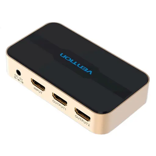 Сплітер Vention 1 In 2 Out HDMI Splitter 4K 30Hz Gold Aluminum Alloy Type EU Standard (ACBG0-EU) - фото 3