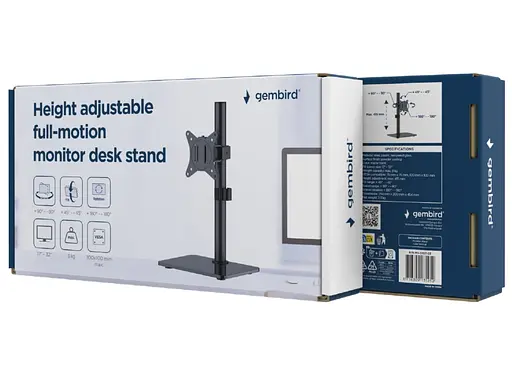 Кронштейн настільний ніжка для монітора Gembird MSD1ST03 17-32 дюйми Black - фото 7