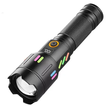 Ручной фонарь PLD-X83-TG zoom  + LCD + Type-C + PowerBank + 1х26650 (18650) 5 режимов