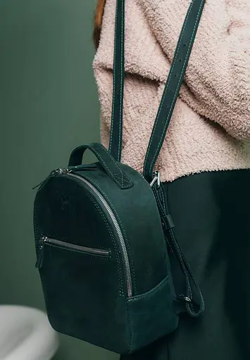 Кожаный рюкзак Groove S зеленый винтажный - фото 6