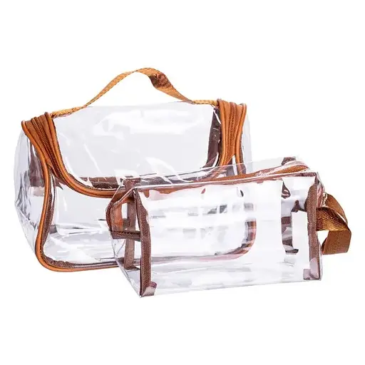 Набір косметичок Yiwu HP-16-3K 23.5х13х16 см / 18х8х10.5 см водонепроникні 2 шт. прозорі - фото 1