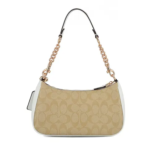 Сумка жіноча з двома ручками (Бежевий з білим) - фото 2