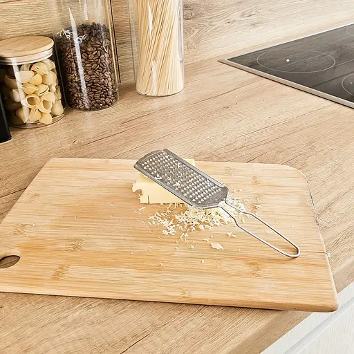 Терка дрібна плоска для шоколаду, сиру, горіхів, часнику, імбиру з нержавіючої сталі 21 см, Kitchen Master 85773 - фото 4