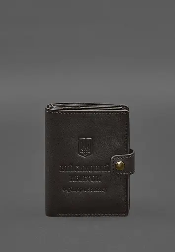 Кожаная обложка-портмоне для военного билета офицера запаса (узкий документ) Темно-коричневая - фото 2