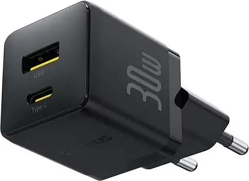 Мережевий зарядний пристрій Baseus Palm Fast Charger C+U 30W EU Чорний - фото 1
