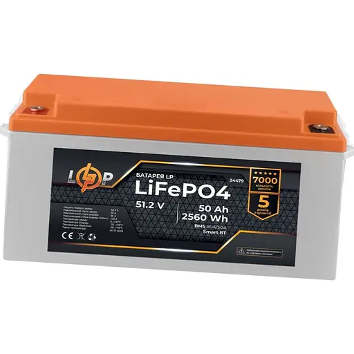 Акумулятор LogicPower LiFePO4 Smart BT 48V 51.2V/50Ah/2560Wh BMS 80A/50А (24479) [109413] - фото 3