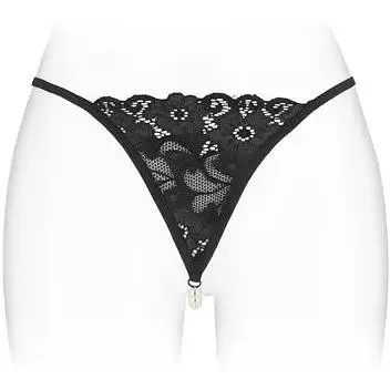 Трусики-стрінги Fashion Secret Venusina з перлинною ниткою Black