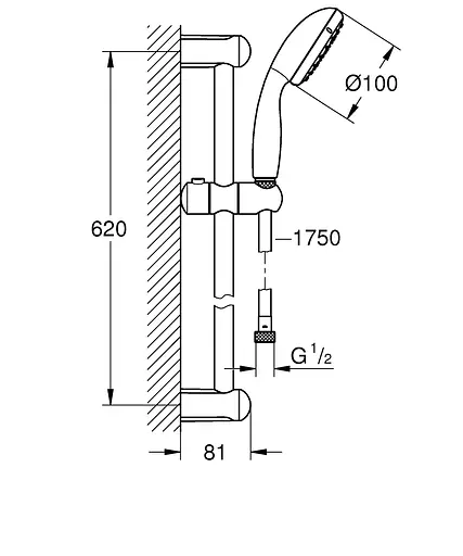 Душовий гарнітур Grohe New Tempesta 2 режими струменя 100 2759810E, Хром - фото 2