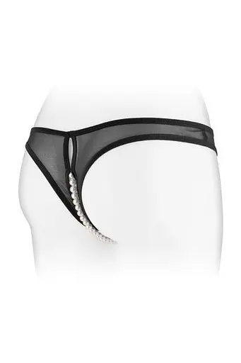 Трусики с жемчугом и доступом Fashion Secret Sophie Black One size - фото 2