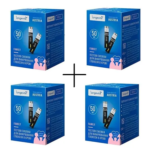 Тест-смужки Longevita Family 200 шт. (4х50 шт.)