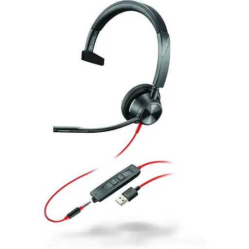 Гарнитура компьютерная моно Poly On-ear Blackwire 3315-M USB-A всенаправленная черная - фото 1