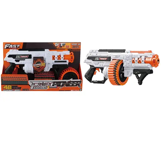 Игрушечный детский пулемет автоматический, барабан на батарейках с мягкими патронами (48 шт.)(53см х 22см) - фото 1