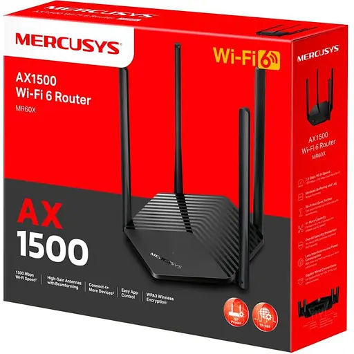 Роутер Mercusys MR60X AX1500, 2xGE LAN, 1xGE WAN, MESH (MR60X) - фото 4