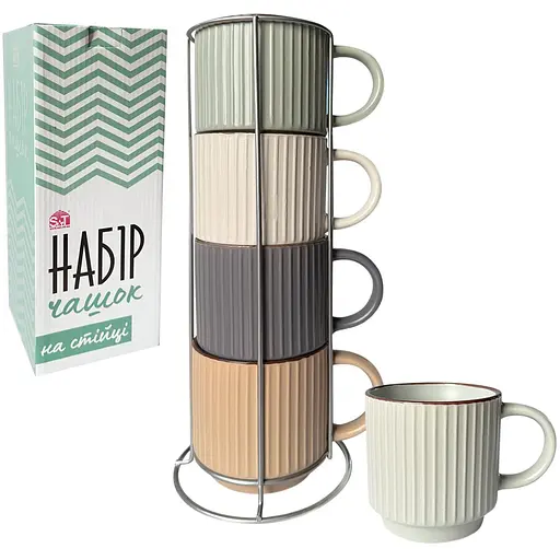  Набір чашок  S&T чашки на стійці 400 мл 4 шт. (021-04-22) - фото 2