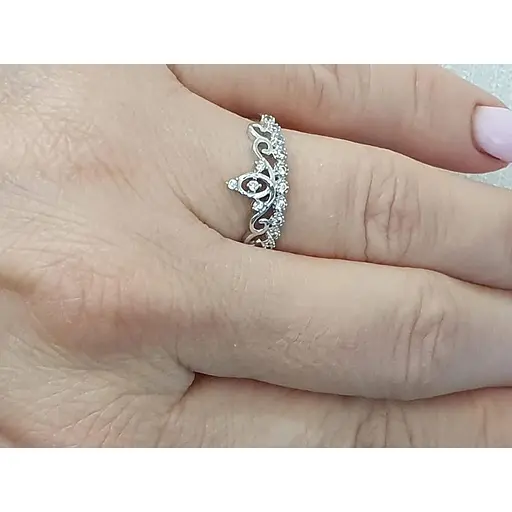 Серебряное кольцо Qvaliz Корона с фианитами. 90101019 17,5 - фото 4