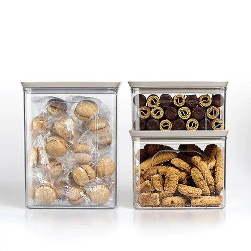 Прямоугольная емкость для хранения продуктов TOSСA 0,7л бело-серая (55554) - фото 3