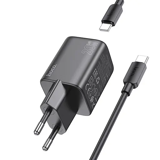 МЗП Hoco N40 Mighty PD20W (1USB-C) + кабель Type-C to Type-C Black - фото 2