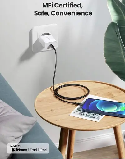 Кабель Ugreen USB 2.0 Type-C M-Lightning M, 2 м, 3A, Nickel Plating ABS Shell Чорний, US171 - фото 4