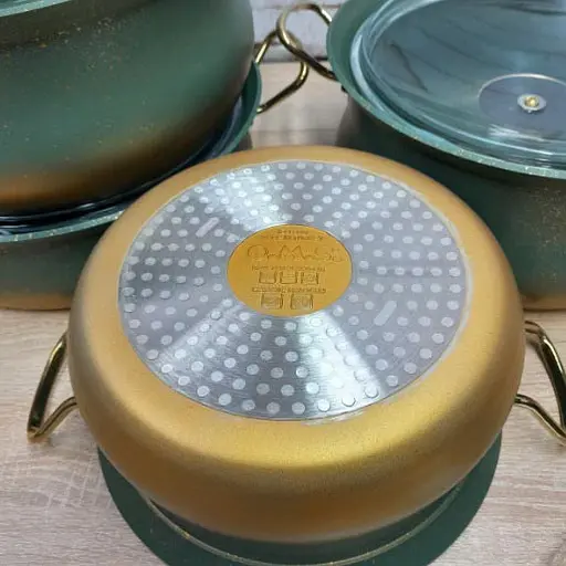 Набір каструль O.M.S. Collection 3045 з гранітним покриттям з кришками Зелений (Туреччина) - фото 5