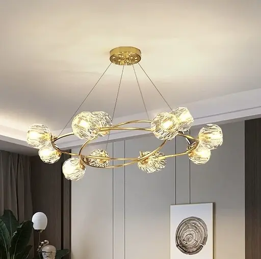 Люстра светодиодная потолочная 8816 (Золотистый) 10+5 плафонов