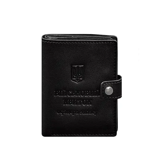 Кожаная обложка-портмоне для военного билета офицера запаса (узкий документ) Черная - фото 10