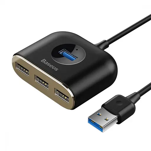 USB-Хаб Baseus Square Round USB to USB 3.0 + 3USB 2.0 (1m) black (CAHUB-AY01) - фото 1
