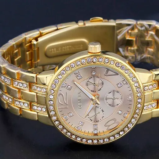 Наручний годинник жіночий Geneva Gold Золотий (195) - фото 4