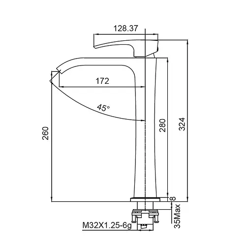 Змішувач для умивальника Koer KB-13007-05 високий KR3445 Чорний матовий - фото 2